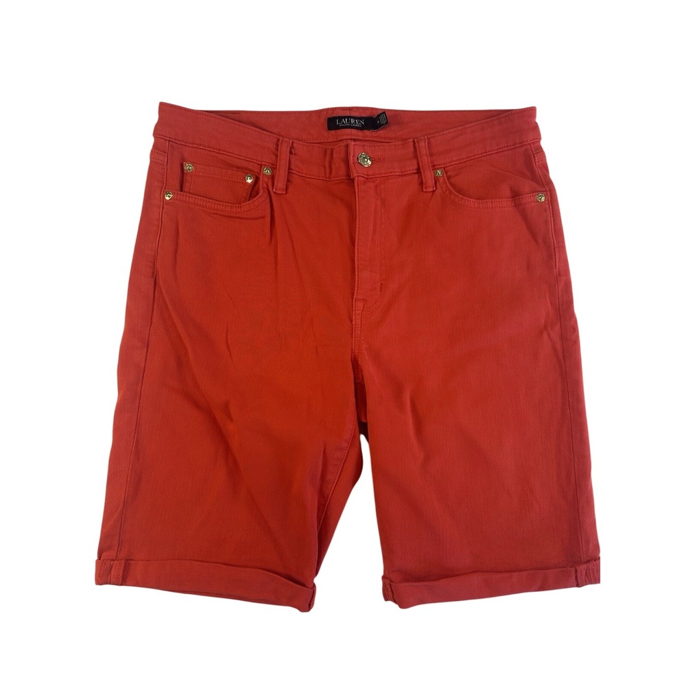 LAUREN RALPH LAUREN BLACK LABEL Bermuda Shorts Ref Cotton Blend Size 14 Red